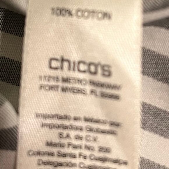 Chico's Black and White Striped No Iron Blouse Size 1 - Picture 5 of 7